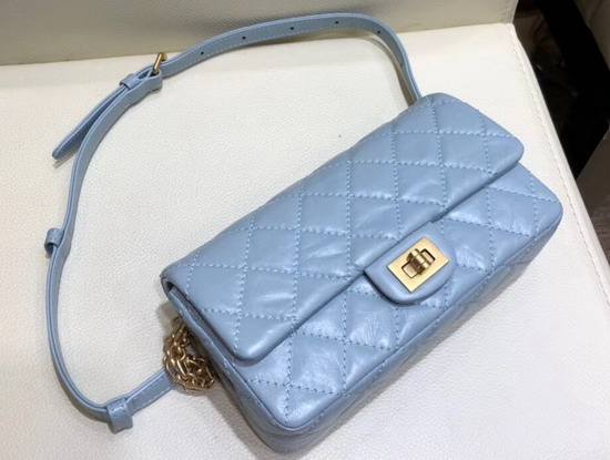 Chanel Waist Bag Light Blue Aged Calfskin and Gold Tone Metal A57791