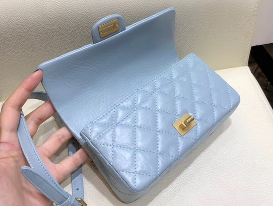 Chanel Waist Bag Light Blue Aged Calfskin and Gold Tone Metal A57791