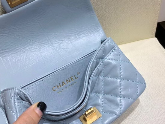 Chanel Waist Bag Light Blue Aged Calfskin and Gold Tone Metal A57791