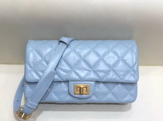 Chanel Waist Bag Light Blue Aged Calfskin and Gold Tone Metal A57791