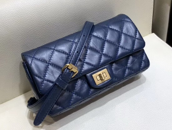 Chanel Waist Bag Navy Blue Aged Calfskin and Gold Tone Metal A57791