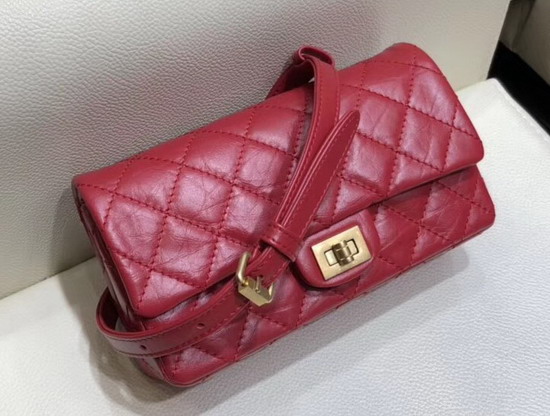 Chanel Waist Bag Red Aged Calfskin and Gold Tone Metal A57791