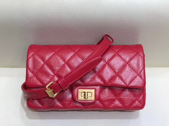 Chanel Waist Bag Red Aged Calfskin and Gold Tone Metal A57791