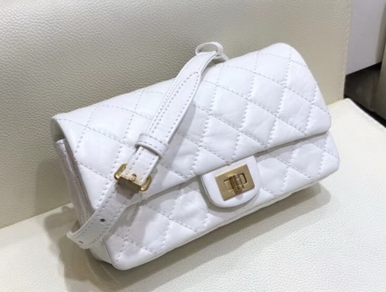 Chanel Waist Bag White Aged Calfskin and Gold Tone Metal A57791