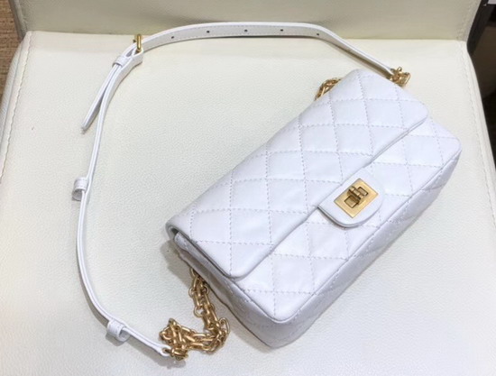 Chanel Waist Bag White Aged Calfskin and Gold Tone Metal A57791