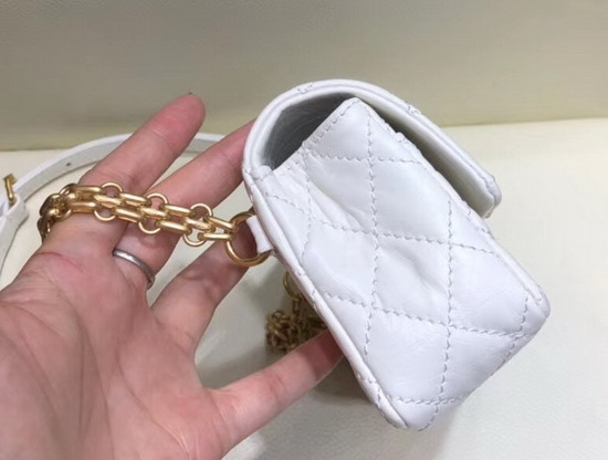 Chanel Waist Bag White Aged Calfskin and Gold Tone Metal A57791