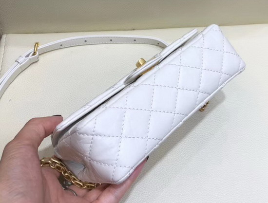 Chanel Waist Bag White Aged Calfskin and Gold Tone Metal A57791