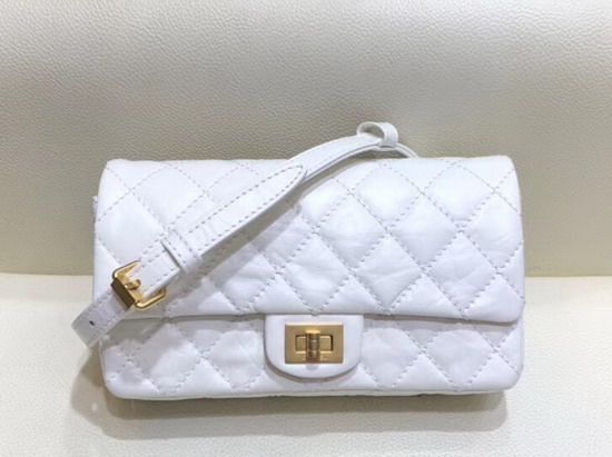 Chanel Waist Bag White Aged Calfskin and Gold Tone Metal A57791