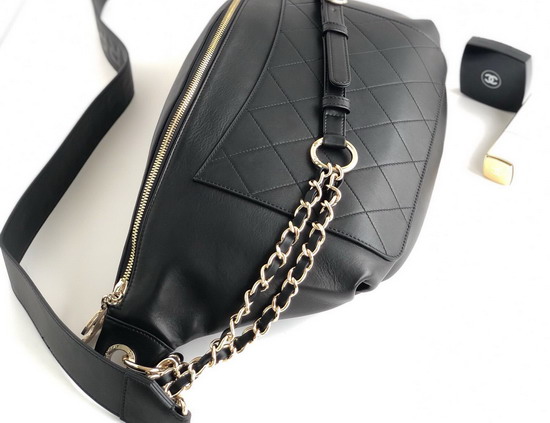 Chanel Waist Bag in Black Calfskin