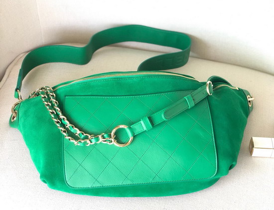 Chanel Waist Bag in Green Suede and Calfskin