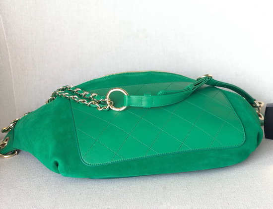 Chanel Waist Bag in Green Suede and Calfskin