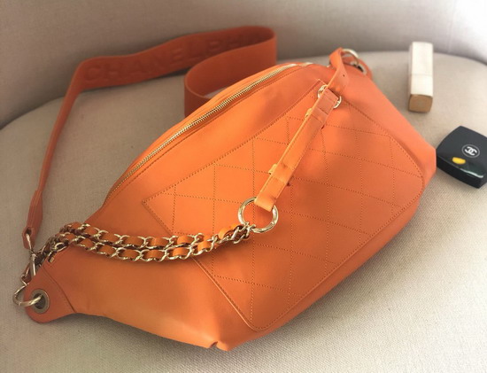 Chanel Waist Bag in Orange Calfskin