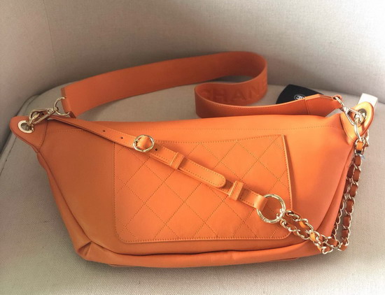 Chanel Waist Bag in Orange Calfskin