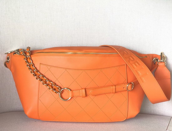 Chanel Waist Bag in Orange Calfskin