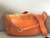 Chanel Waist Bag in Orange Suede and Calfskin