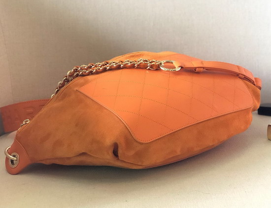 Chanel Waist Bag in Orange Suede and Calfskin