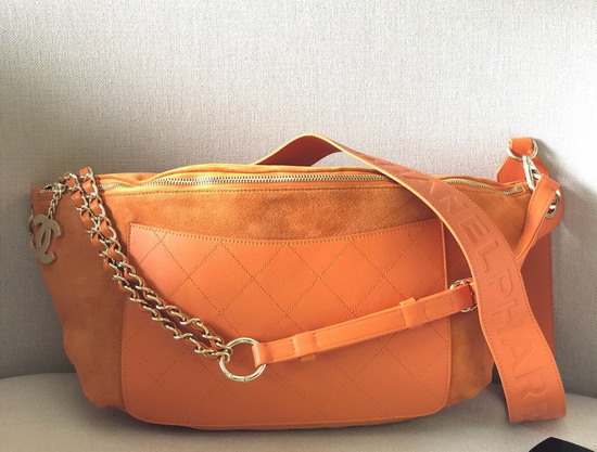 Chanel Waist Bag in Orange Suede and Calfskin