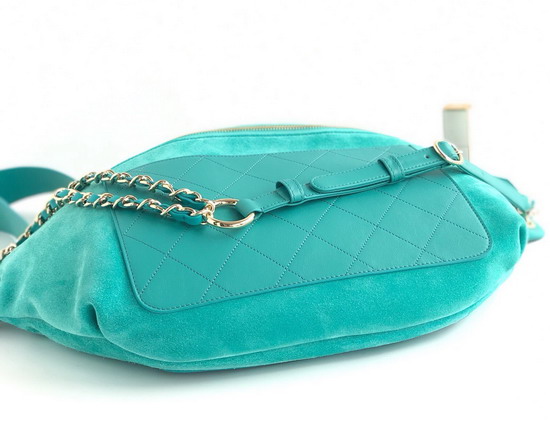 Chanel Waist Bag in Turquoise Suede and Calfskin