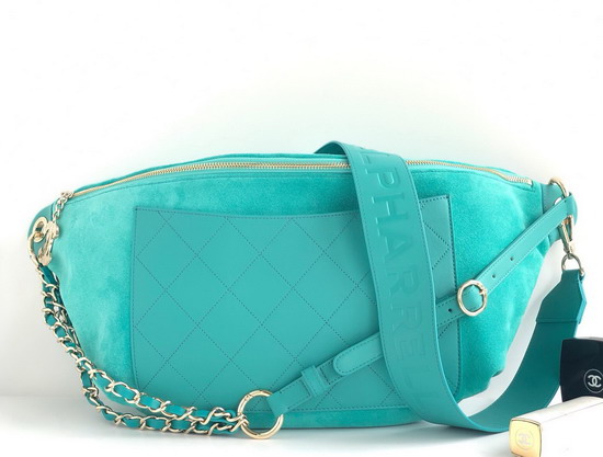 Chanel Waist Bag in Turquoise Suede and Calfskin