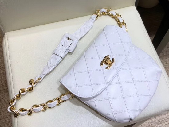 Chanel Waist Bag in White Lambskin