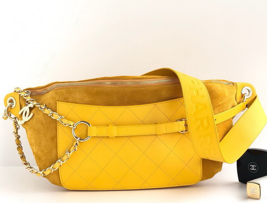 Chanel Waist Bag in Yellow Suede and Calfskin