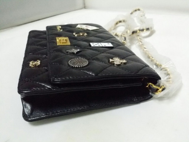 Chanel Wallet On Chain Aged Calfskin and Charms Black for Sale