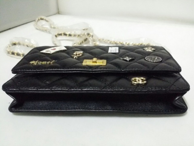 Chanel Wallet On Chain Aged Calfskin and Charms Black for Sale