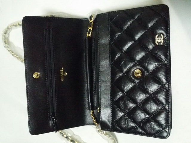 Chanel Wallet On Chain Aged Calfskin and Charms Black for Sale