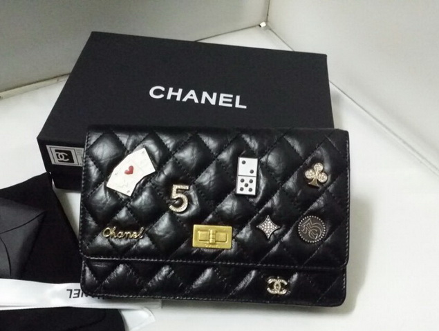 Chanel Wallet On Chain Aged Calfskin and Charms Black for Sale