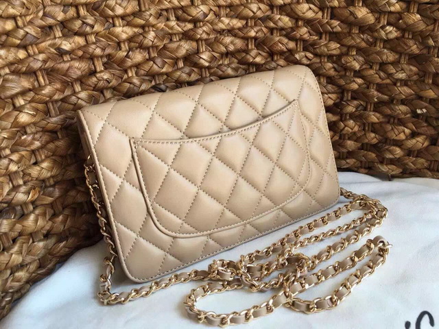 Chanel Wallet On Chain Apricot Lambskin Gold Chain for Sale