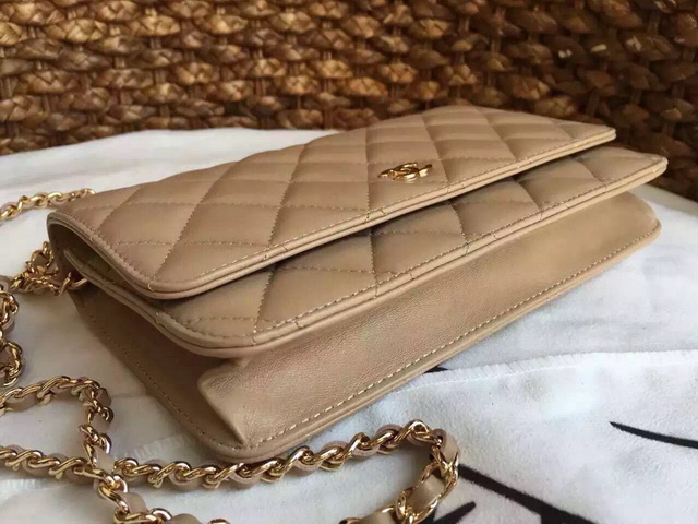 Chanel Wallet On Chain Apricot Lambskin Gold Chain for Sale