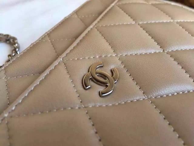 Chanel Wallet On Chain Apricot Lambskin Silver Chain for Sale