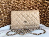 Chanel Wallet On Chain Apricot Lambskin Silver Chain for Sale