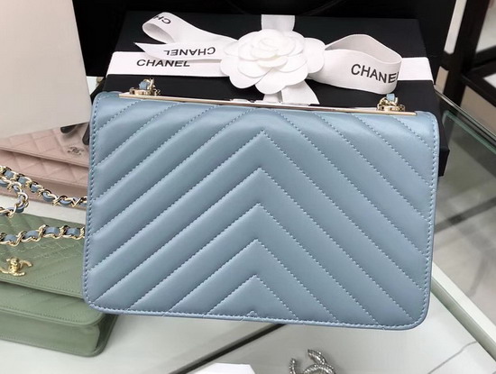 Chanel Wallet On Chain Baby Blue Chevron Lambskin