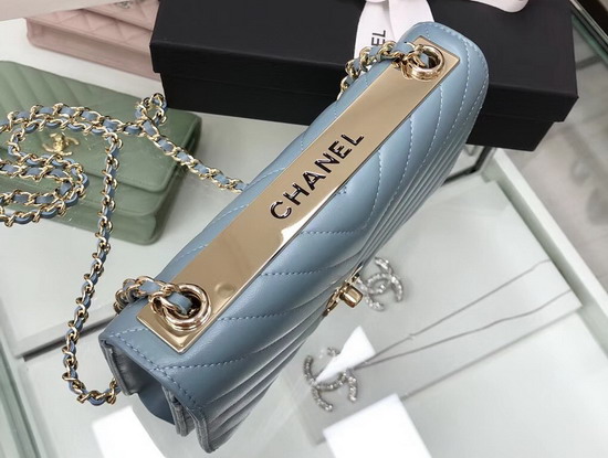 Chanel Wallet On Chain Baby Blue Chevron Lambskin