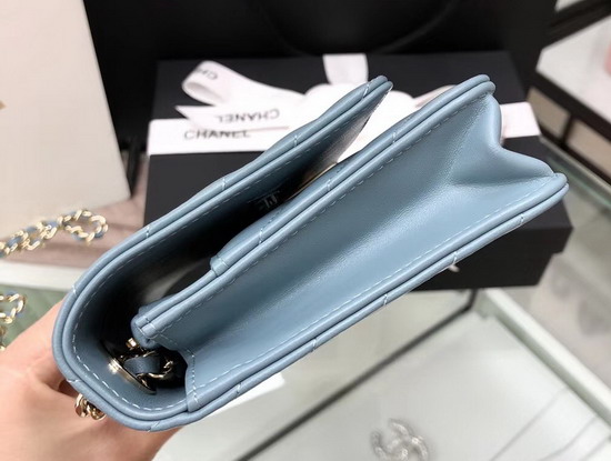 Chanel Wallet On Chain Baby Blue Chevron Lambskin