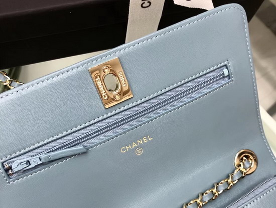 Chanel Wallet On Chain Baby Blue Chevron Lambskin