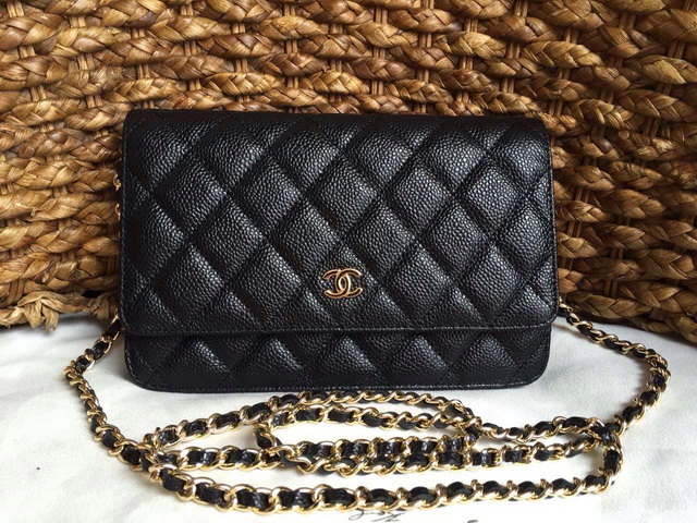 Chanel Wallet On Chain Black Caviar Gold Hardware for Sale