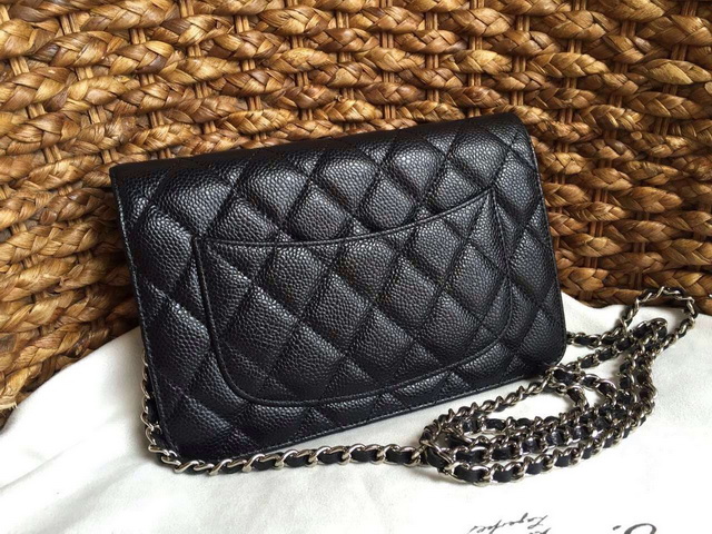 Chanel Wallet On Chain Black Caviar Silver Hardware for Sale