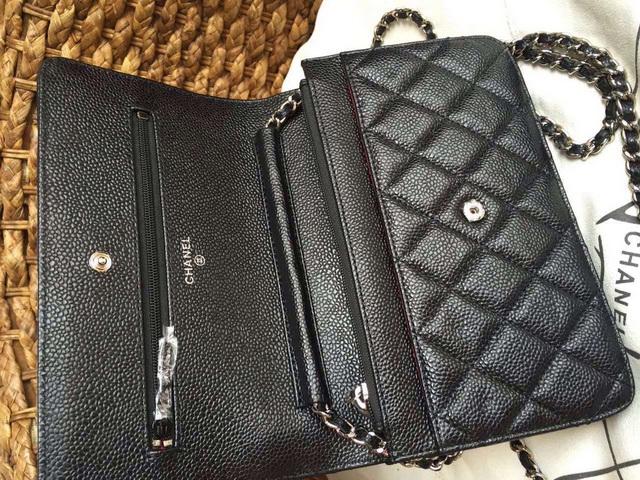 Chanel Wallet On Chain Black Caviar Silver Hardware for Sale