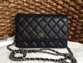 Chanel Wallet On Chain Black Caviar Silver Hardware for Sale