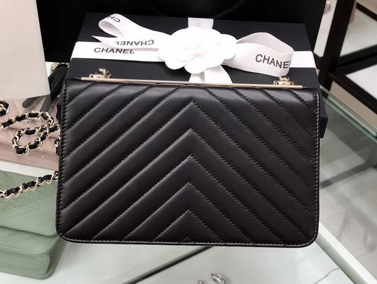 Chanel Wallet On Chain Black Chevron Lambskin