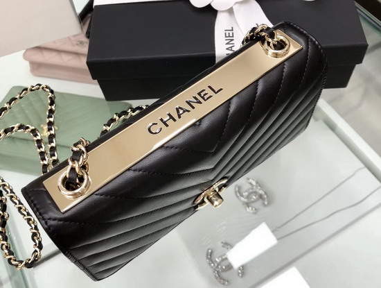 Chanel Wallet On Chain Black Chevron Lambskin