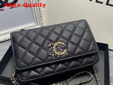 Chanel Wallet On Chain Black Grained Calfskin Replica