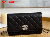 Chanel Wallet On Chain Black Grained Shiny Calfskin Replica