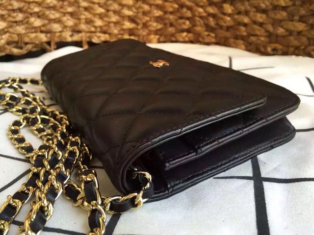 Chanel Wallet On Chain Black Lambskin Gold Hardware for Sale