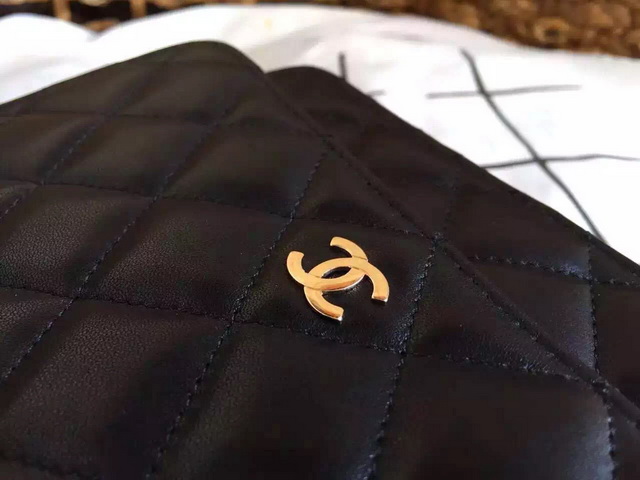 Chanel Wallet On Chain Black Lambskin Gold Hardware for Sale