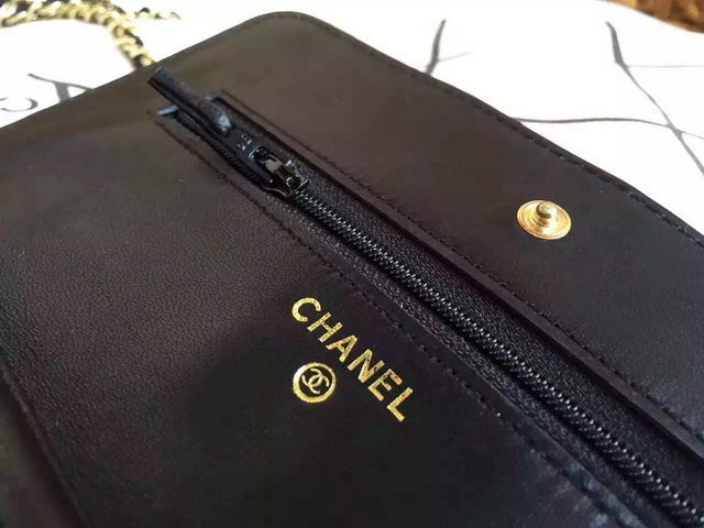 Chanel Wallet On Chain Black Lambskin Gold Hardware for Sale