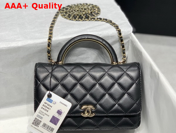 Chanel Wallet On Chain Black Lambskin Gold Tone Metal AP2844 Replica