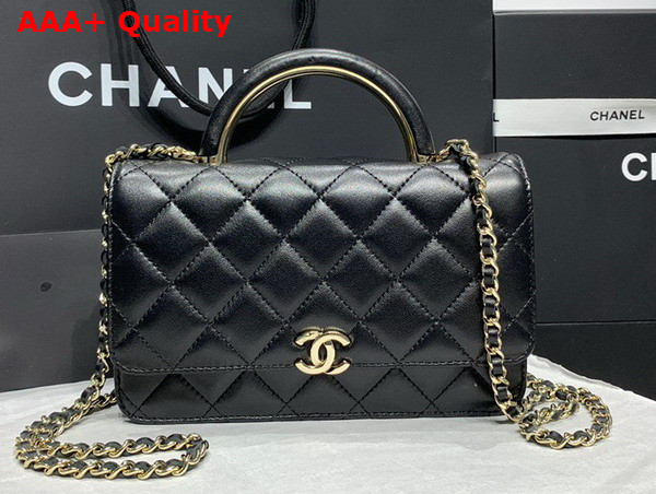 Chanel Wallet On Chain Black Lambskin Gold Tone Metal AP2844 Replica